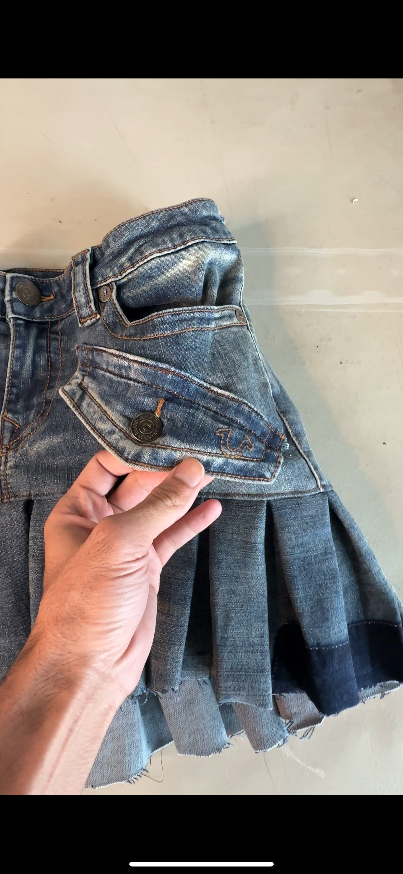 True Religion Denim Pleated Skirt