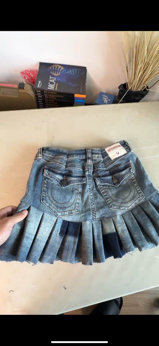 True Religion Denim Pleated Skirt